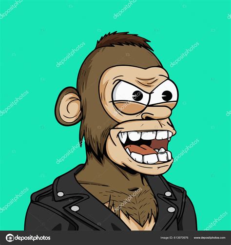 Monkey Pfp Illustration Ape Beady Eyes Wearing Custom Traits Nft Stock ...