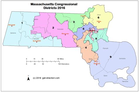 Massachusetts Congressional District Map With Town And City Borders