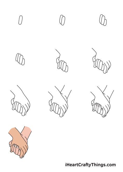 Holding Hands Drawing - How To Draw Holding Hands Step By Step