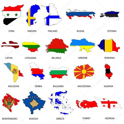 Esbozos ilustrados de países con bandera dentro 2023