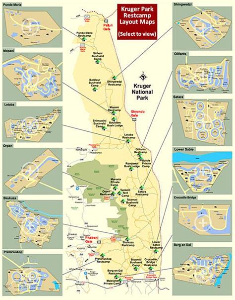 Kruger Park Entrance Gates and Camps Map - Kruger Park Travel ...