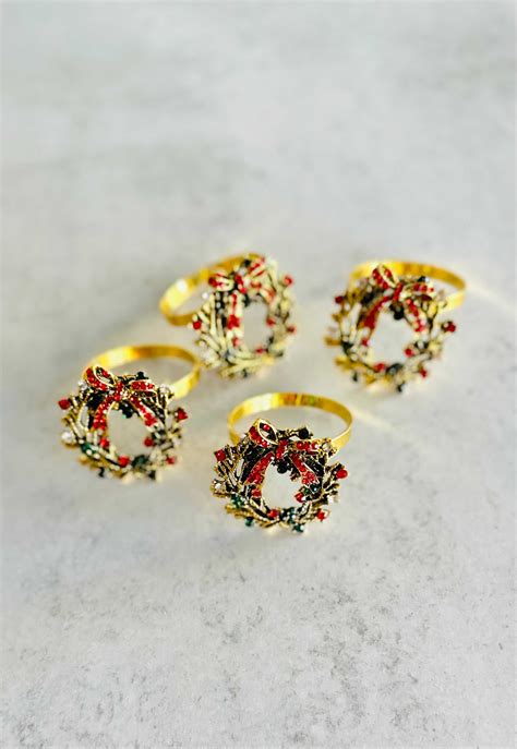 Christmas Wreath Napkin Rings, set of four – Dot and Army