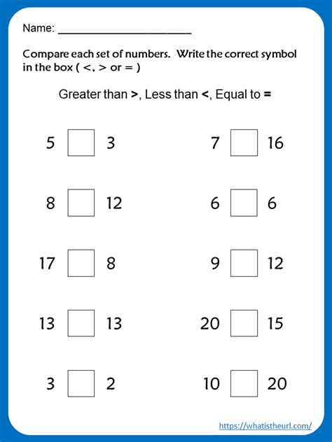 Greater Than Less Than Equal To Worksheet