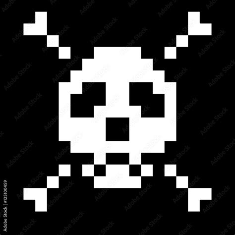 pixel art skull and crossbones on black background Stock-Vektorgrafik ...