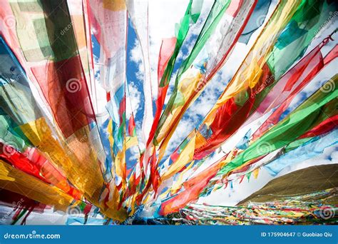 Buddhist Prayer Flags in Tibet, China Stock Image - Image of district ...