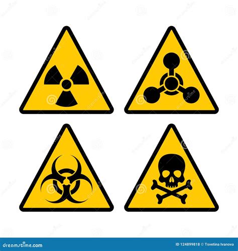 Yellow Triangle Warning Biohazard, Radioactive and Toxic Sign Set ...