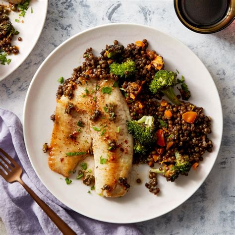 Recipe: Tilapia & Black Lentil Salad with Lemon Pan Sauce - Blue Apron