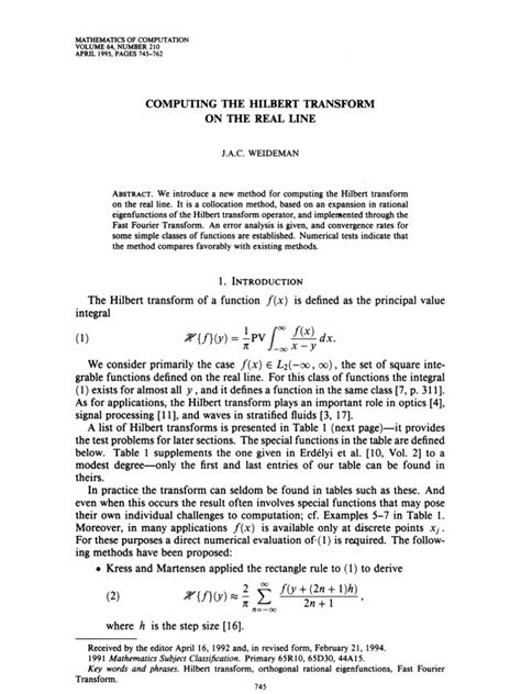 Hilbert Transform Calculation | PDF | Soliton | Numerical Analysis