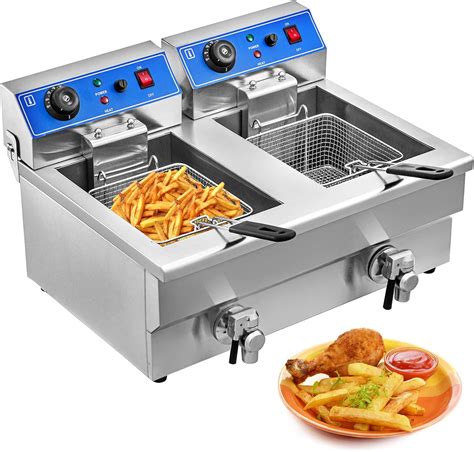 VEVOR Commercial Deep Fryer 20L Electric Fryer 3000W Twin Basket ...