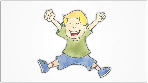 How to draw a happy kid jumping with joy step by step - YouTube