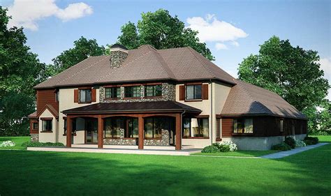 Stone, Stucco and Wood Beauty - 95001RW | Architectural Designs - House ...