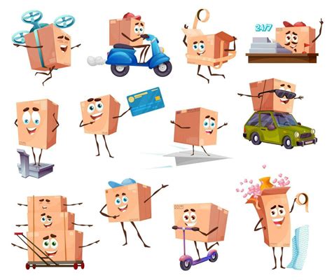 Cartoon packages and cardboard box characters 23543565 Vector Art at ...