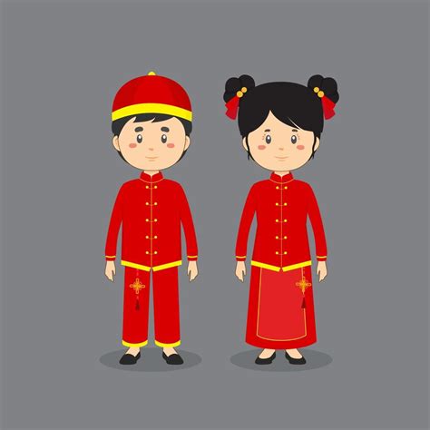 Couple Character Wearing Traditional Chinese Clothing 1100155 Vector ...