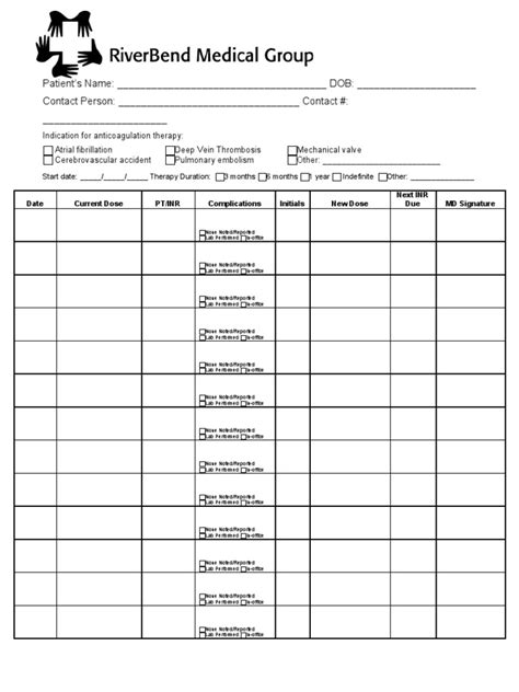 Printable Pt Inr Range Chart