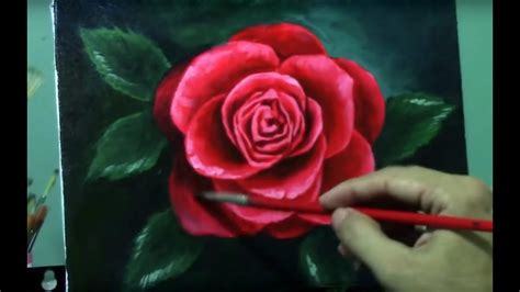 Lição de Pintura Acrílica - Flor Rosa Vermelha por JM Lisondra | Rose ...