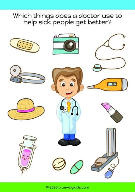 Doctor worksheet for kids | Lecciones bíblicas para niños, Oficios y ...