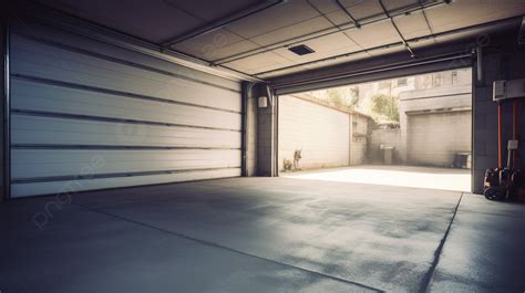 Inside An Empty Garage With A White Car On Top Background, Picture Of A ...