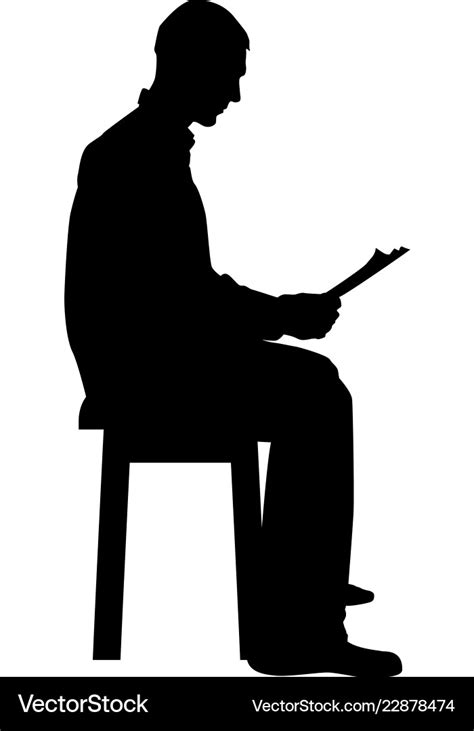 Man sitting reading silhouette concept learing Vector Image