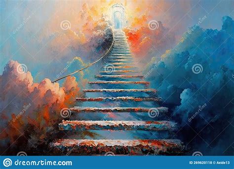 Stairway To Heaven. Stairs To The Sky. Abstract Impressionist Oil ...