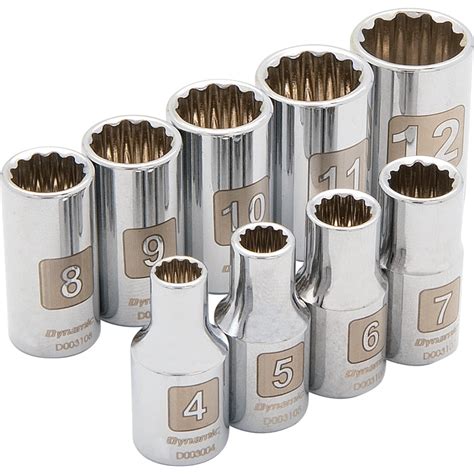 DYNAMIC TOOLS 1/4 inch Drive 9 Piece 12 Point, Standard Metric Socket ...