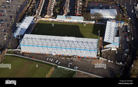 aerial view of Mansfield Town FC One Call Stadium football ground Stock ...