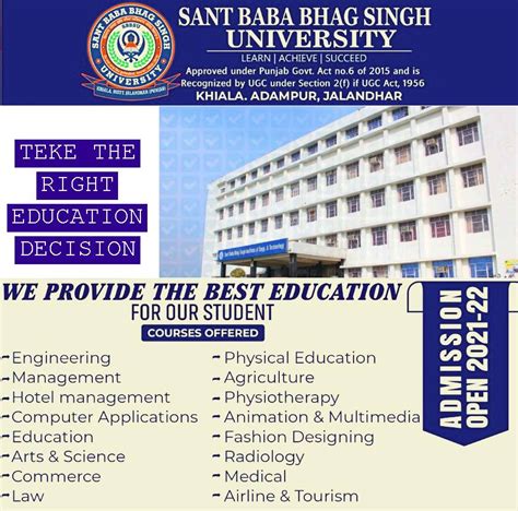 Sant Baba Bhag Singh University Admission 2021-22 Apply Now ...