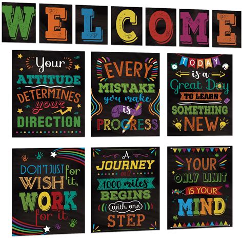 13 pieces Motivational Posters for Classroom, Laminated Inspirational ...