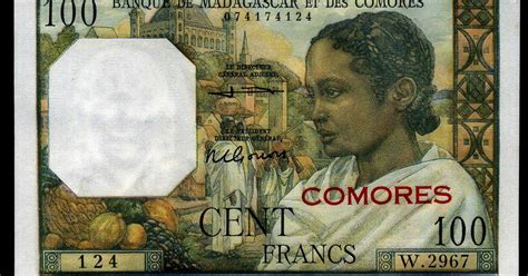 Madagascar Comoros banknotes 100 Comorian Franc banknote 1960|World ...