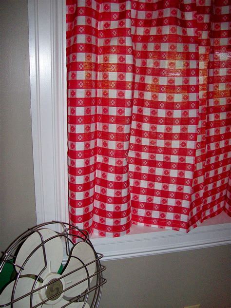 Vintage Curtains Kitchen Red White Gingham by TheSquirrelCottage