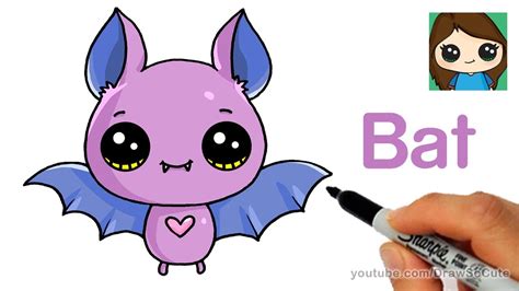 How to Draw a Cute Bat Easy - YouTube