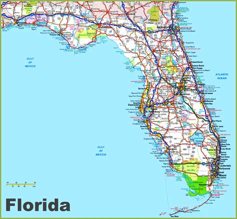 Central Florida Road Map Showing Main Towns Cities And Highways Map ...