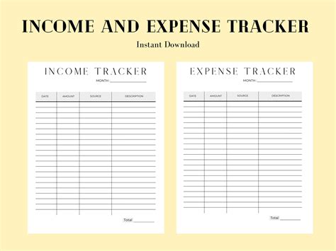 Basic Income and Expense Template, Instant Download - Etsy Canada