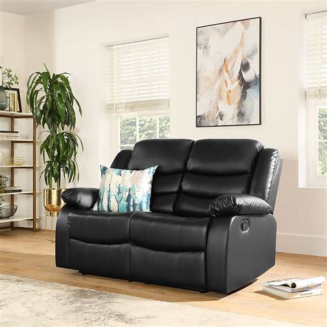 Sorrento 2 Seater Recliner Sofa, Black Classic Faux Leather Only £399. ...