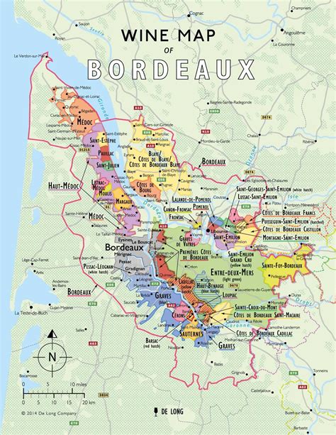 Bordeaux wine route map - Map of Bordeaux wine route (Nouvelle ...