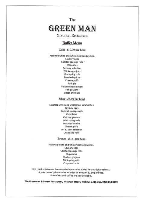 Menu | The Greenman Pub