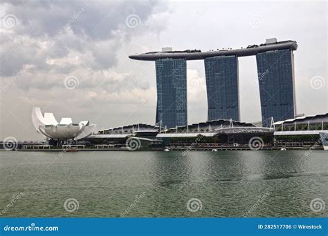 Closeup of the SkyPark Observation Deck Under the Cloudy Sky in ...