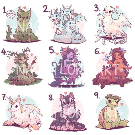 Cute Mythical Creatures Stickers And/or Prints Part 4 6x6 or 8x8 Approx ...