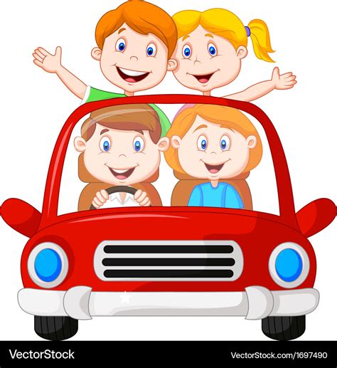 Road trip with family cartoon Royalty Free Vector Image