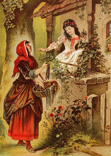 Snow White Old Fairytale book illustration | Fairytale illustration ...