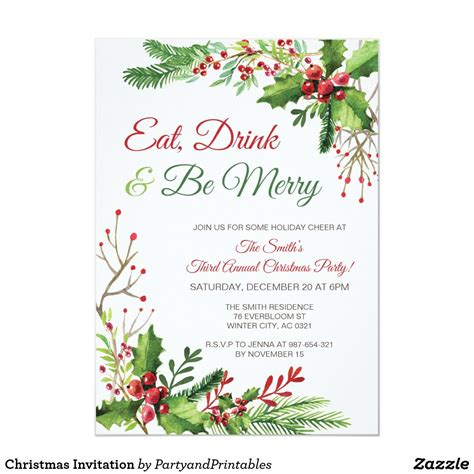 Christmas Invitation | Zazzle | Christmas invitations, Holiday ...