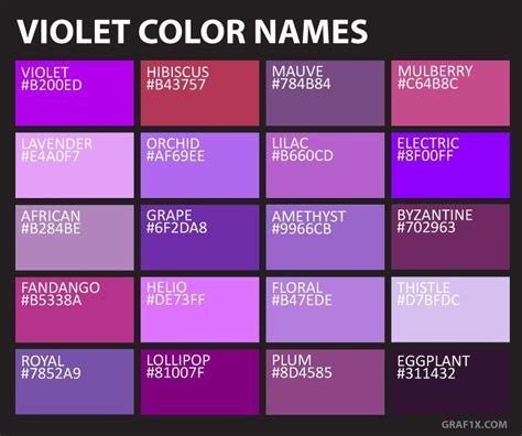 Violet Color Names – Graf1Xcom violet color other name - Violet Things ...