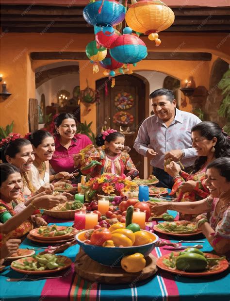 Premium Photo | Mexican family gathering around a traditional dinner ...