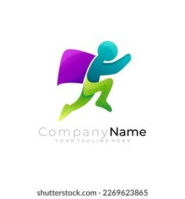 Courier Logo Design Logo Courier Carrying Stock Vector (Royalty Free ...