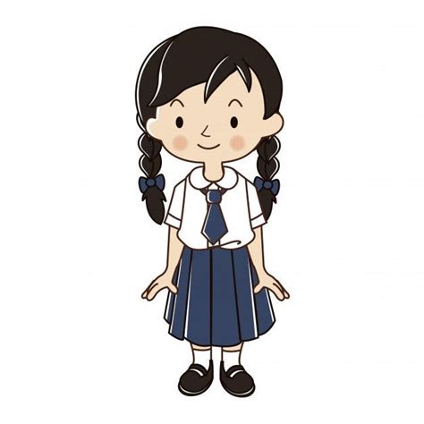 Premium Vector | Thai Girl in student uniform illustration. | Student ...