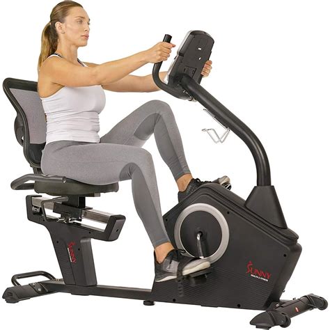 Sunny Health & Fitness Magnetic Recumbent Exercise Bike with Large Soft ...