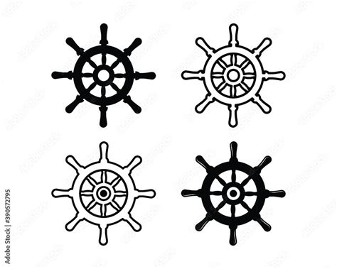 Ship Wheel Symbol Clipart Vector Illustration Stock Vector | Adobe Stock