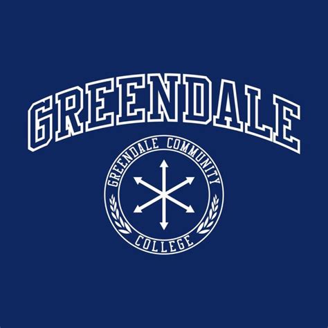 the greendale college logo on a blue background