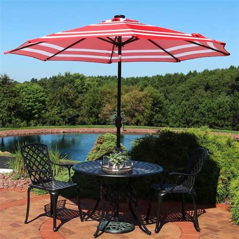 Sunnydaze Decor 9-ft Octagon Red Stripe with Black Powder Coated Steel ...