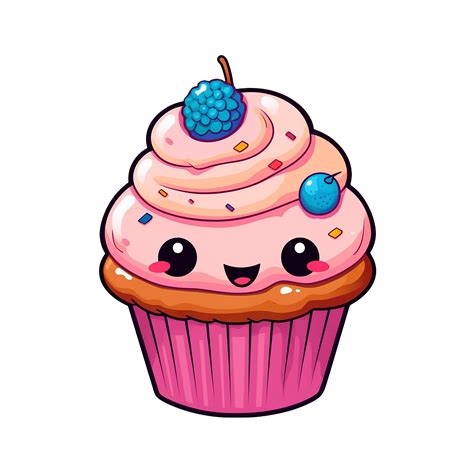 cupcake cute cartoon isolated on transparent background, , digital ...