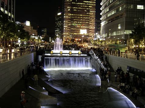 Seoul Cheonggyecheon night in South Korea image - Free stock photo ...